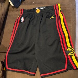 Jordan NBA Atlanta Hawks Black Shorts with Red and Yellow Accents
